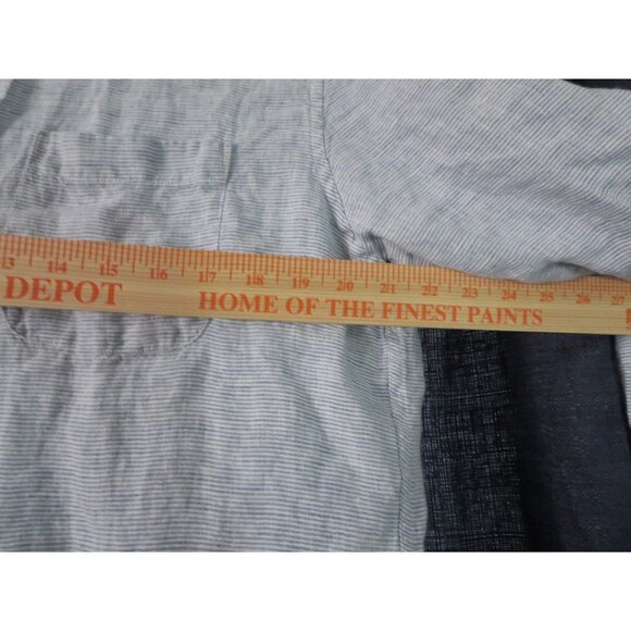 Abercrombie & Fitch Button Down Dress Shirt Blue White Stripe Linen Mens Large - Picture 3 of 5